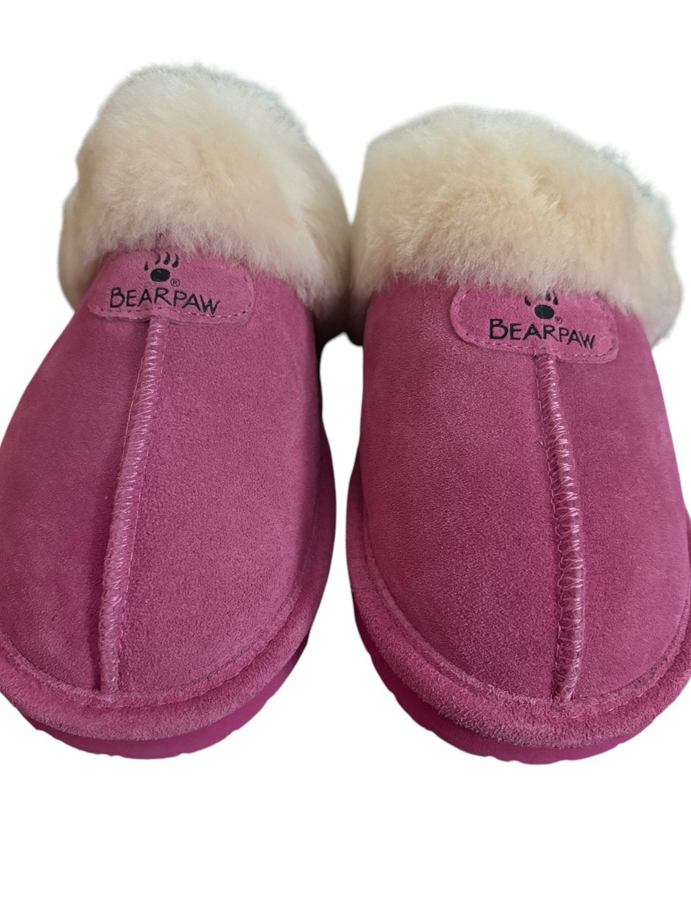 BEARPAW Pink Suede Shearling-Lined Slippers/Slip-ons in Sz 8-NWT